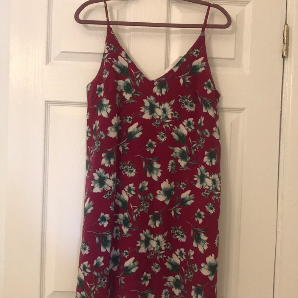 Magenta, white and green floral dress. Never worn